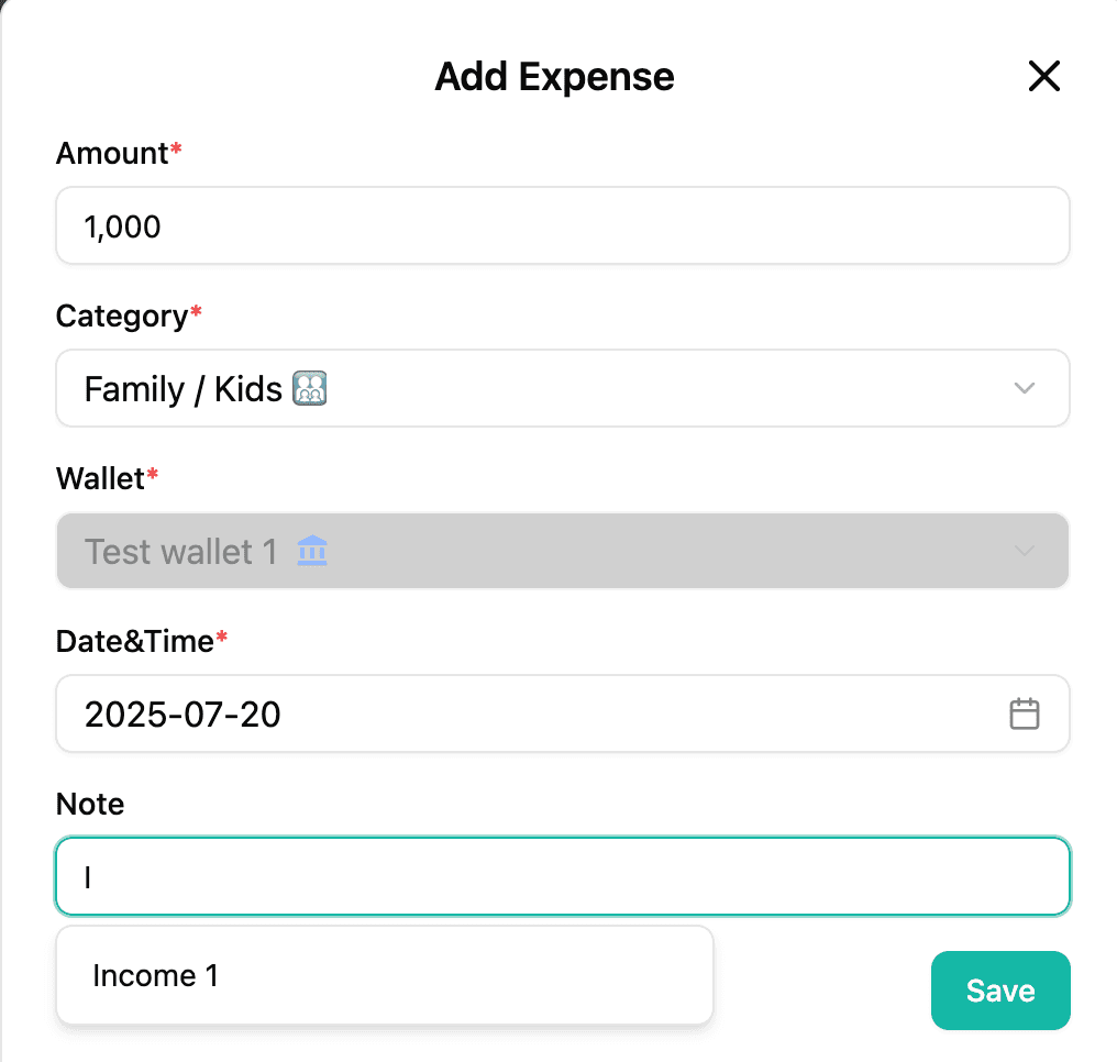 Note suggestion screenshot
